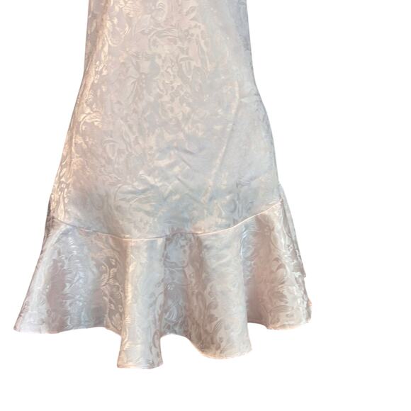 Vintage Satin Mermaid Slip Dress Light Pink Medium Floral Jacquard Y2K Romantic - Picture 9 of 16